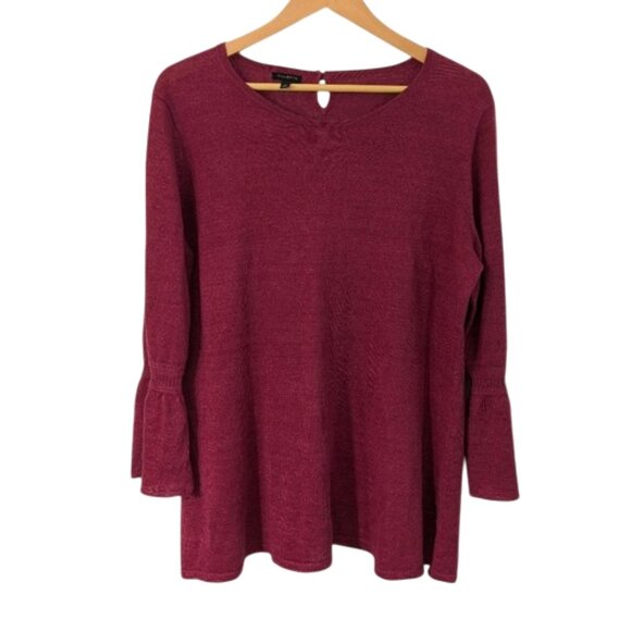 Like New Talbots 100% Linen Bell Sleeve Sweater Size L - Picture 1 of 5